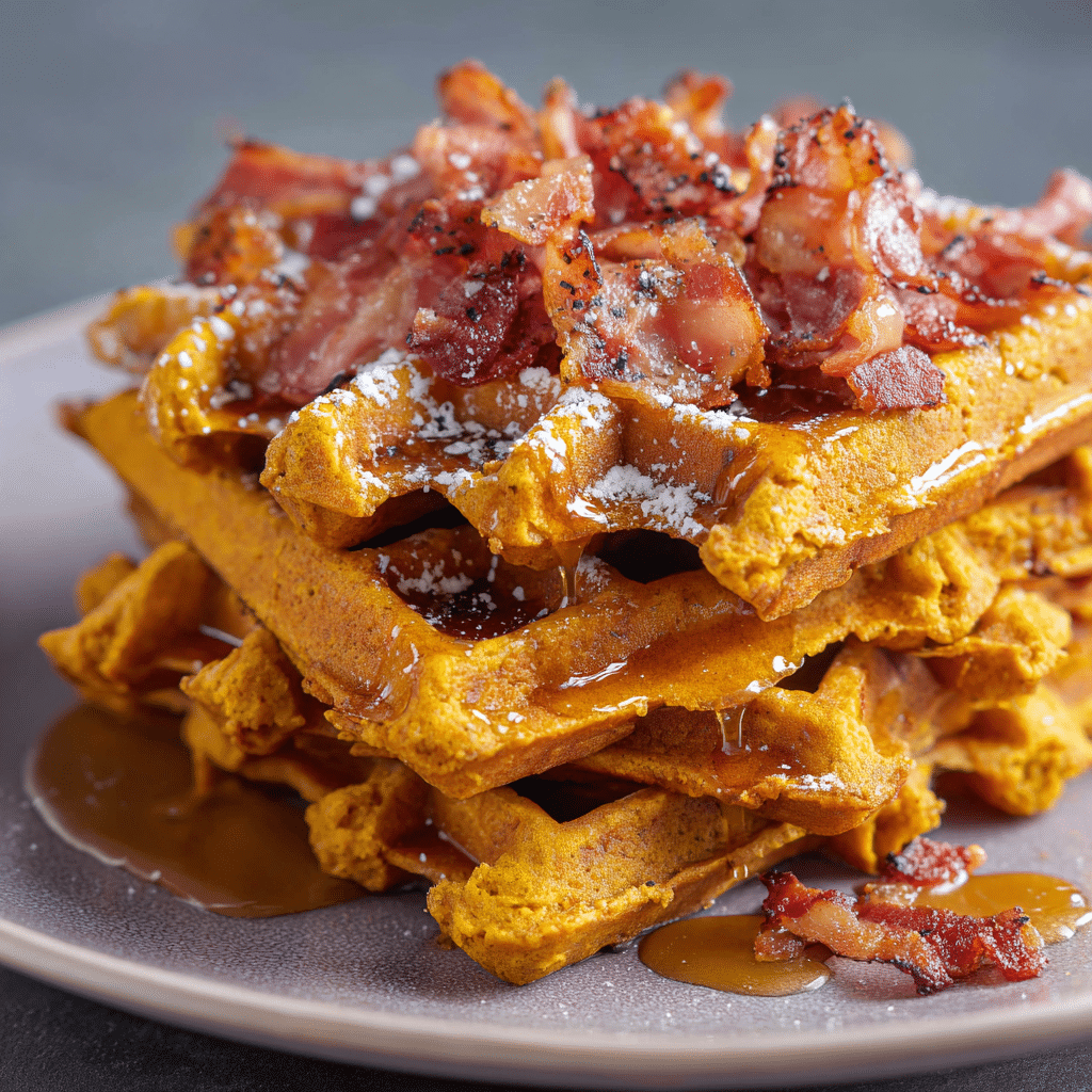 Maple-Bacon Pumpkin Spice Waffles 4 How to make Maple-Bacon Pumpkin Spice Waffles — key cooking step